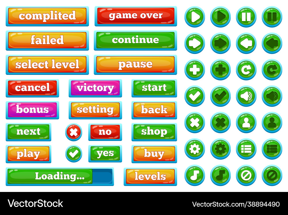 Casual Game UI Buttons vector image