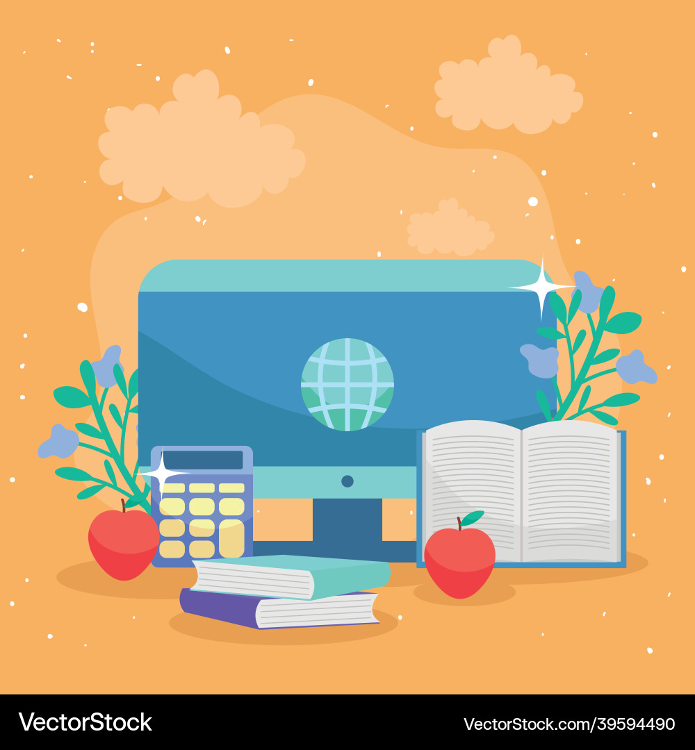 Computer with symbols Vector Image