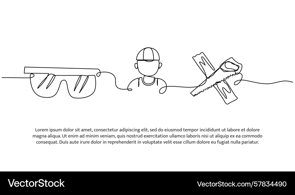 Continuous line design of worker protective Vector Image