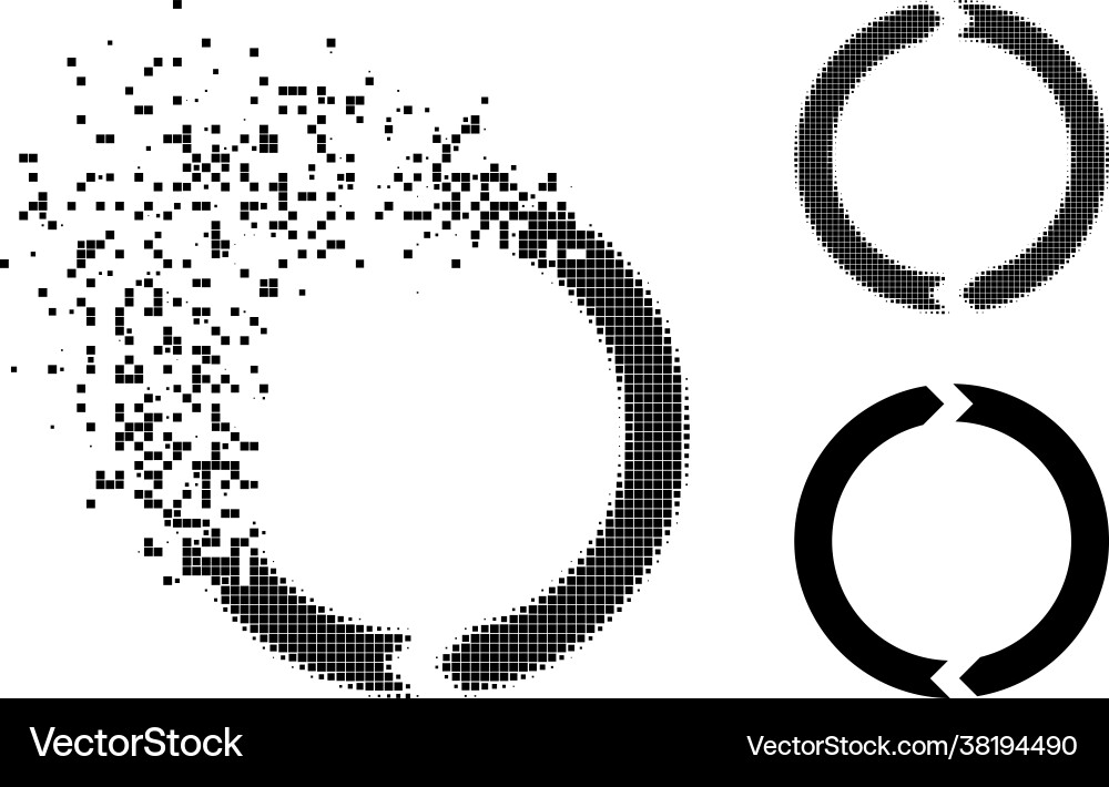 Decomposed and halftone pixel rotation icon Decomposed and halftone pixel rotation icon vector image