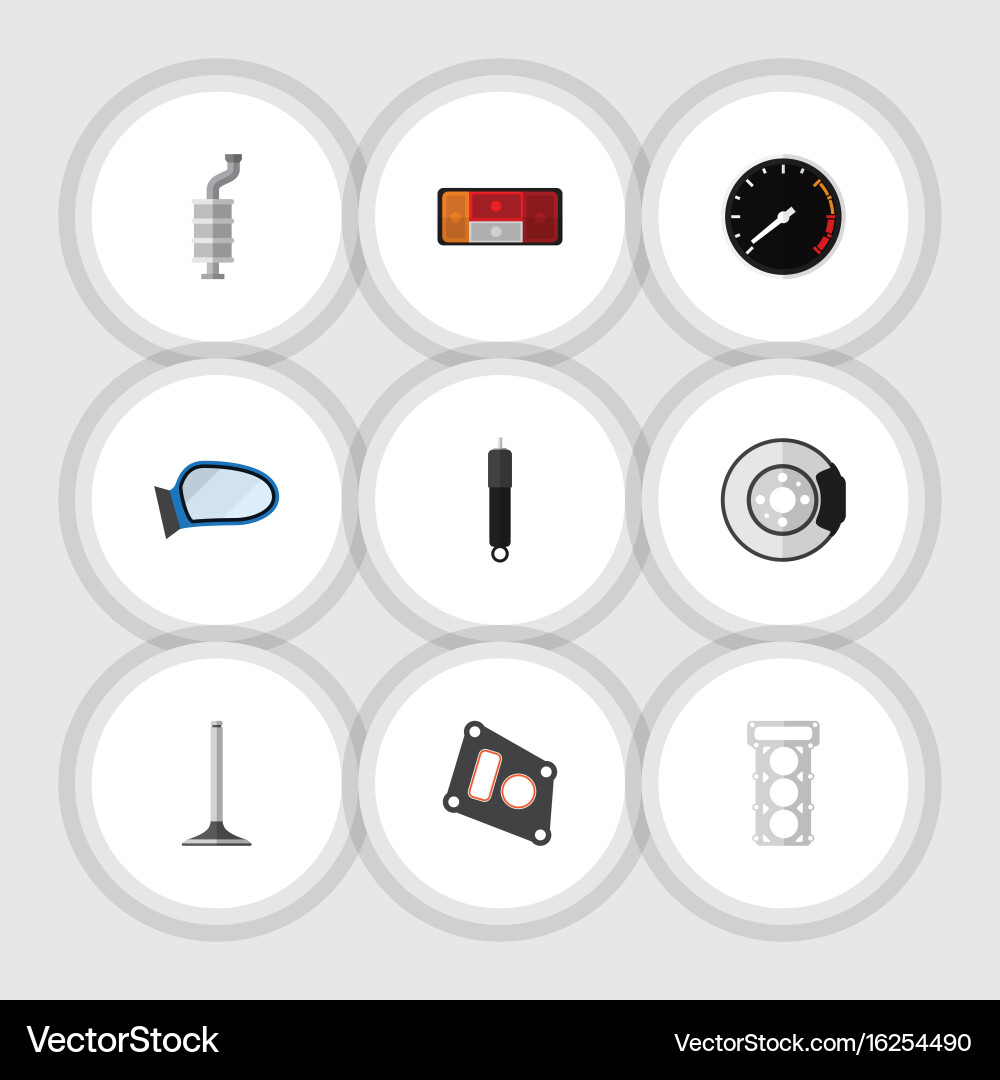 Flat icon component set of tachometr car segment Vector Image
