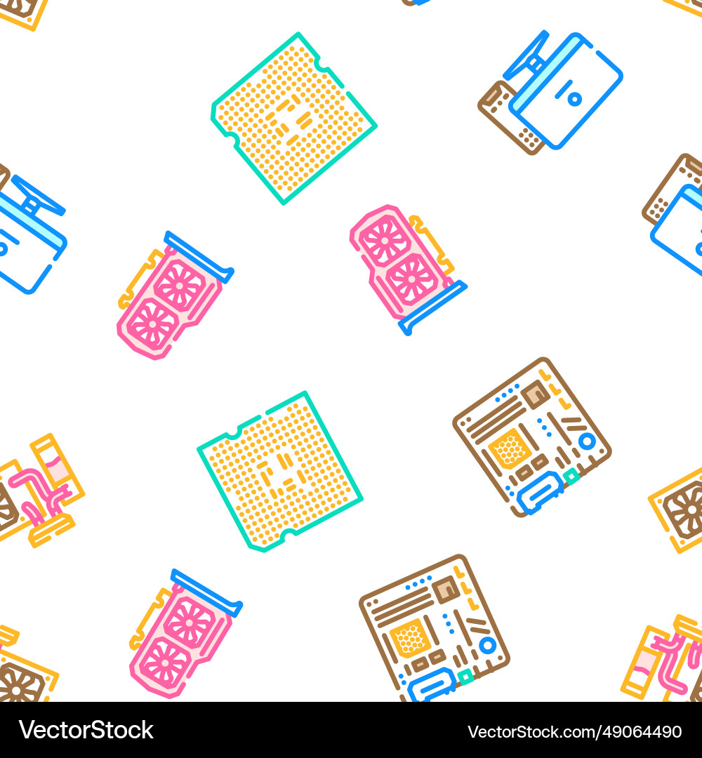 Game pc computer gaming seamless pattern Game pc computer gaming seamless pattern vector image