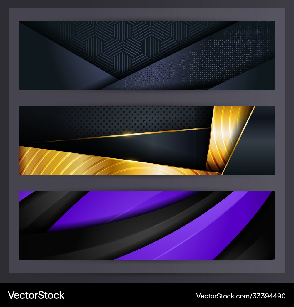 Horizontal banner set collection with various vector image