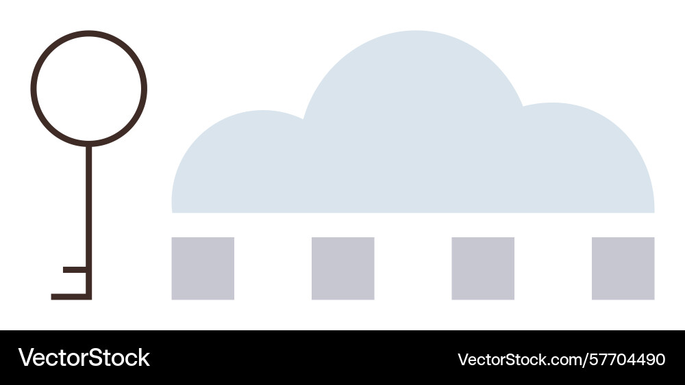 Minimalist key and cloud concept combining Vector Image