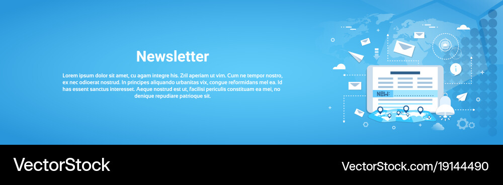 Newsletter concept horizontal web banner with copy Vector Image