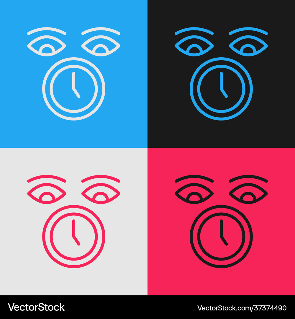 Pop art line clock icon isolated on color Pop art line clock icon isolated on color Vector Image