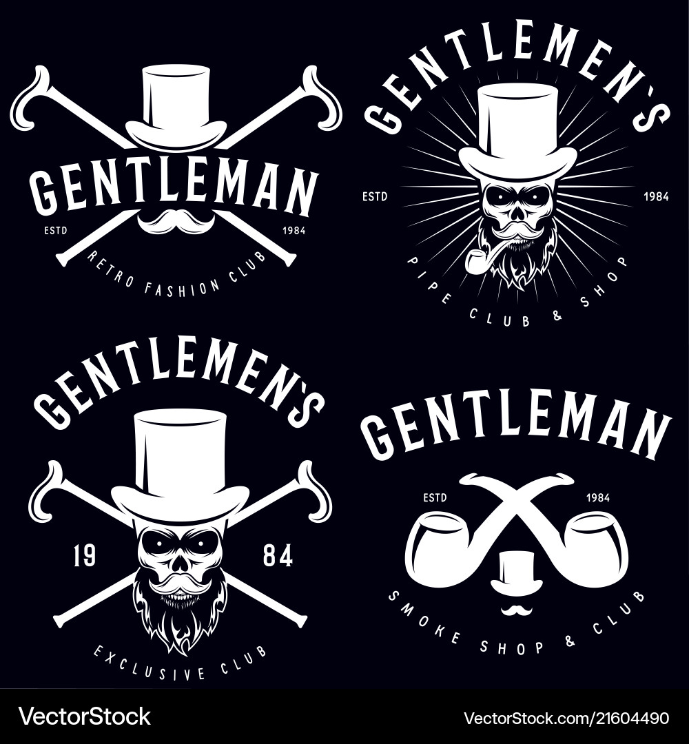 Retro Gentleman Club Badges Vector Image