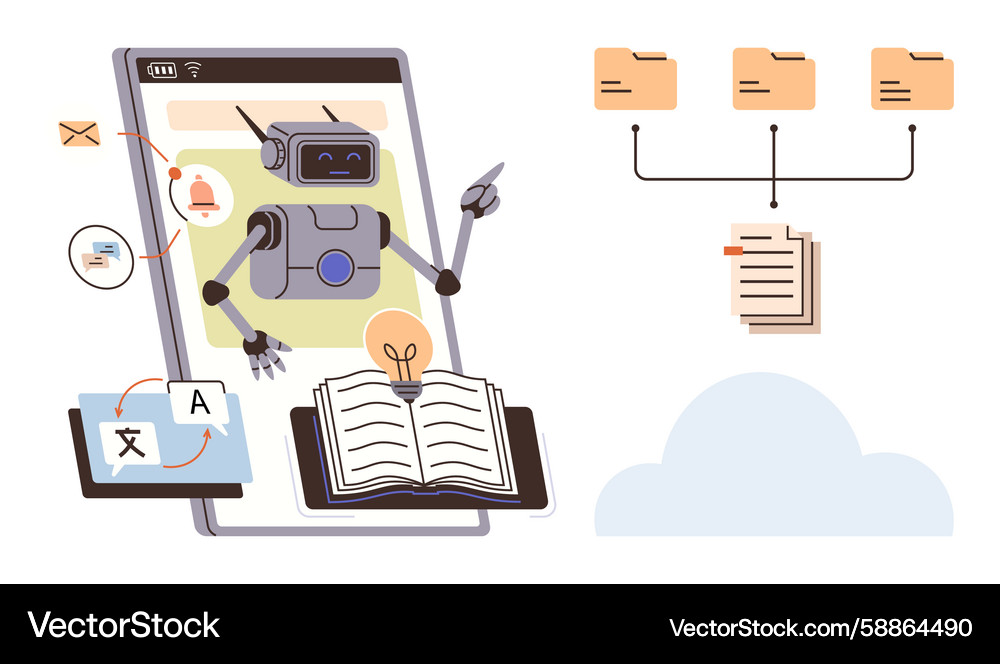Robot-assisted learning and data organization Robot-assisted learning and data organization Vector Image