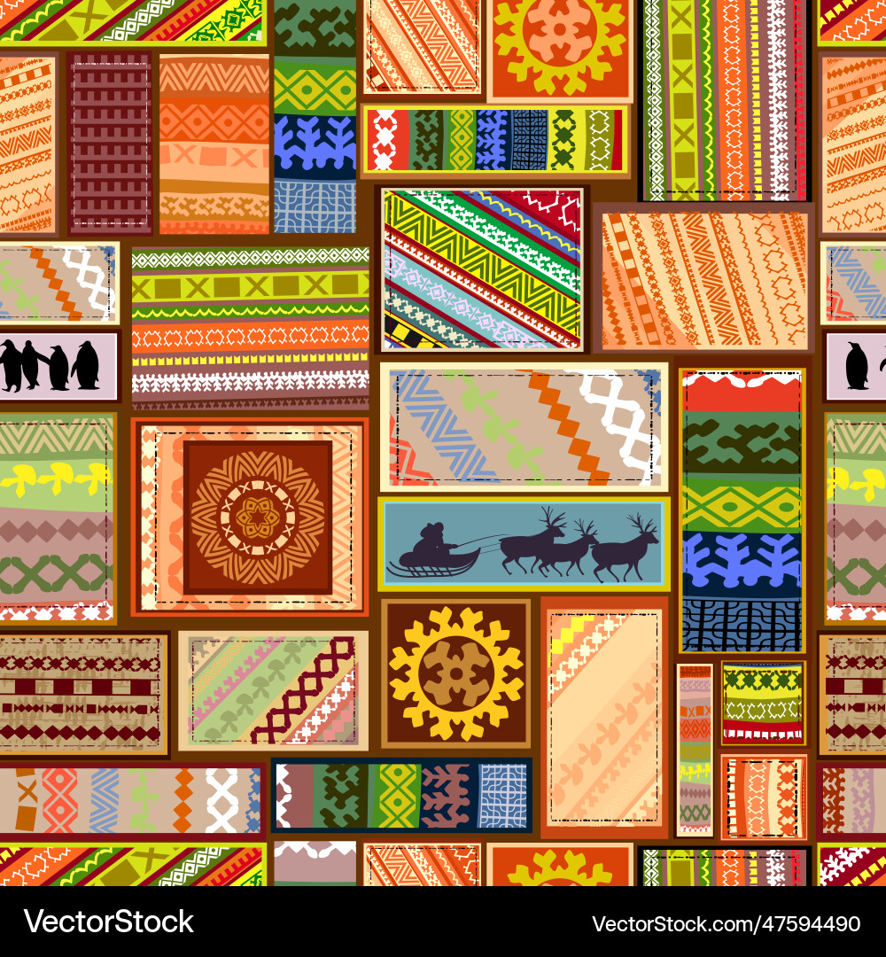 Seamless texture with set of ethnic patterns Seamless texture with set of ethnic patterns Vector Image