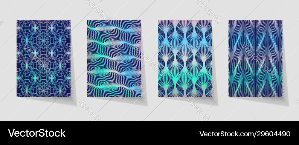 Set design with wavy lines pattern neon colors Vector Image