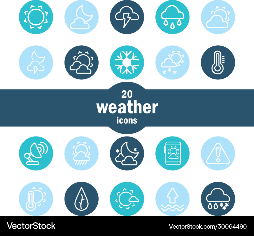 Set icons weather block and flat style icon Vector Image