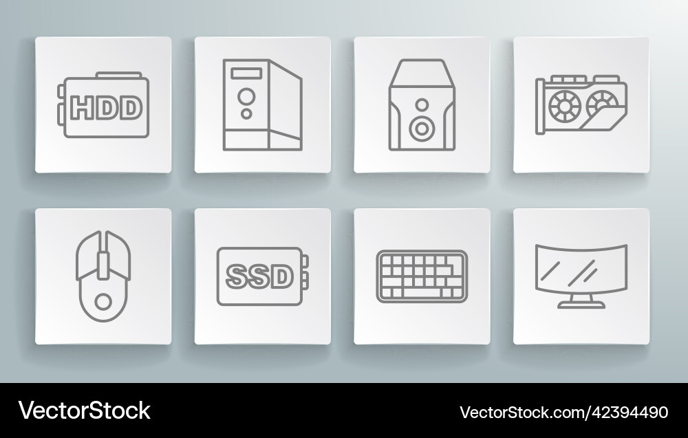 Set line computer mouse case of ssd Set line computer mouse case of ssd vector image