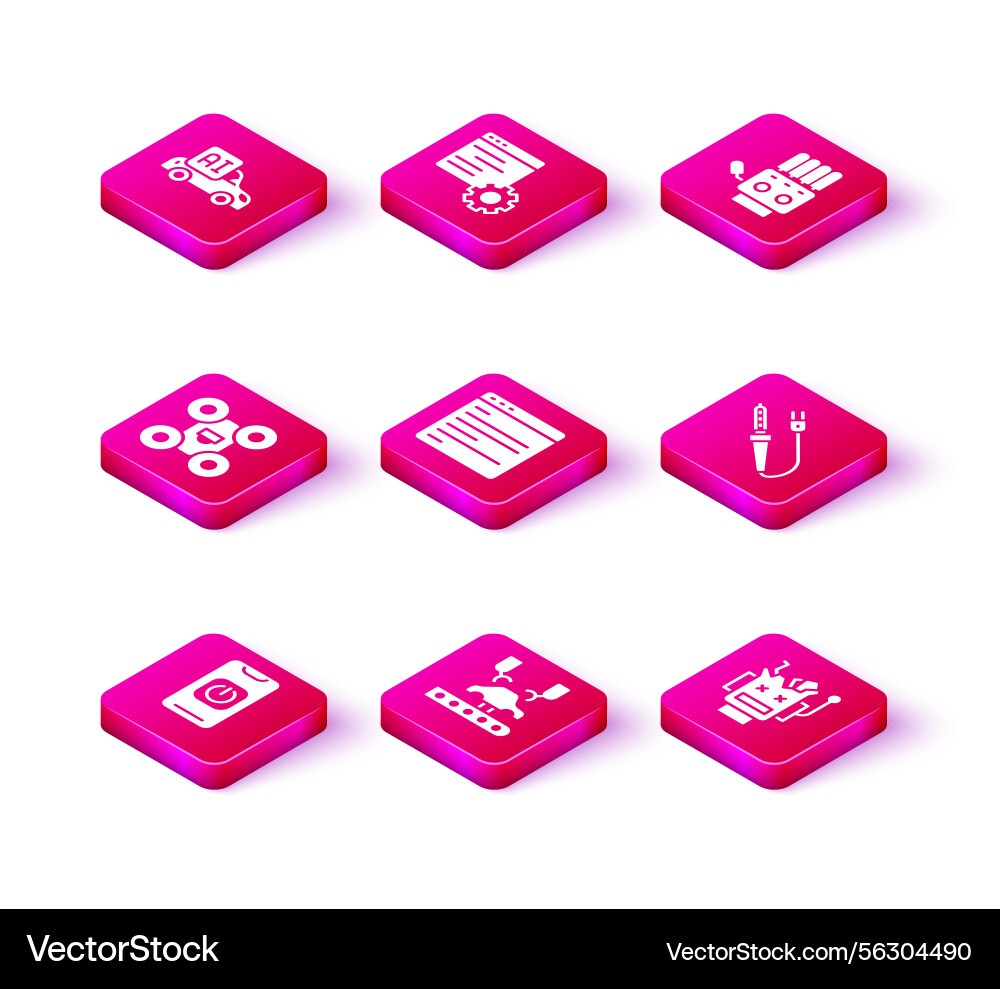 Set turn off robot from phone robotic arm factory Set turn off robot from phone robotic arm factory vector image