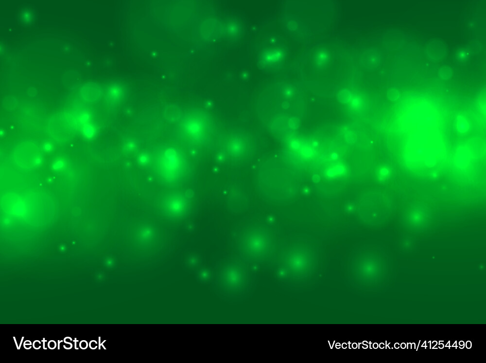 Shiny green sparkling bokeh background vector image