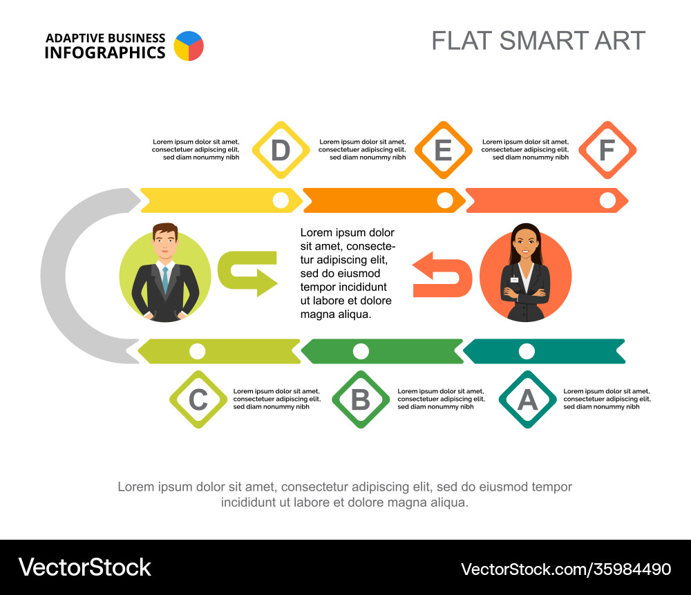 Six steps workflow process chart template vector image