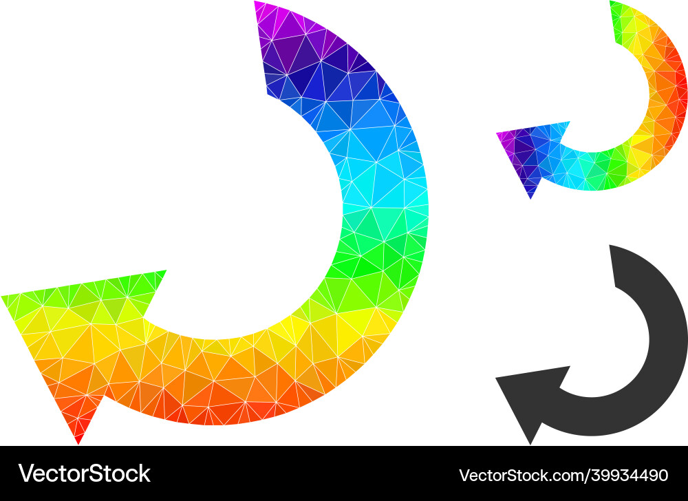 Triangle filled rotate icon with spectral Vector Image