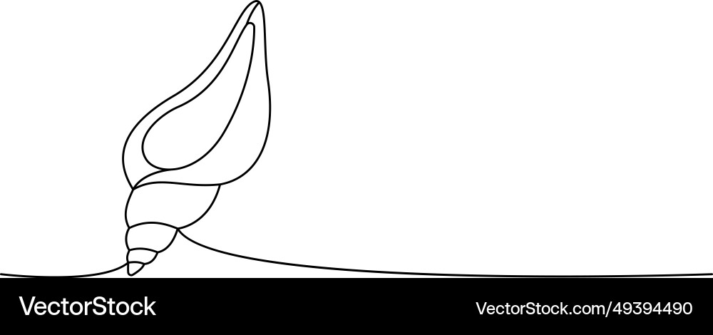 Underwater shell one line continuous drawing Vector Image