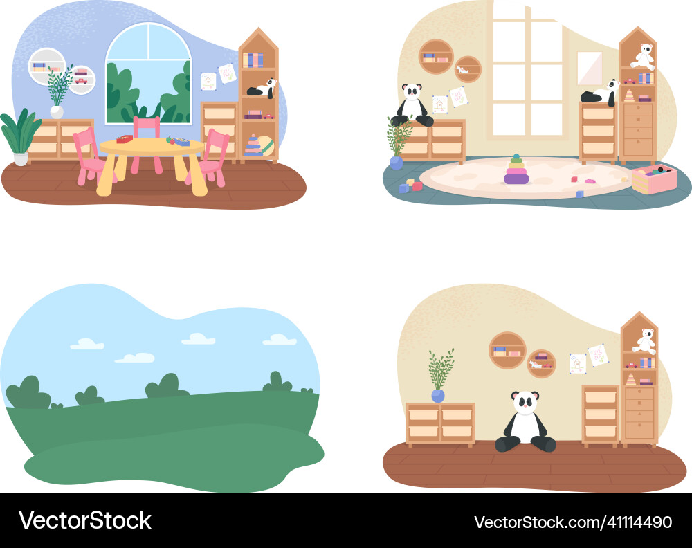 Vorschulklassen 2d web banner poster set Vorschulklassen 2d web banner poster set vektorbild