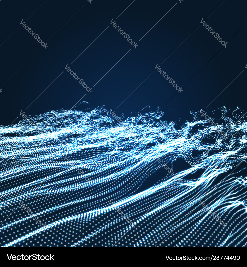 Wave background ripple 3d grid dots particle Wave background ripple 3d grid dots particle vector image