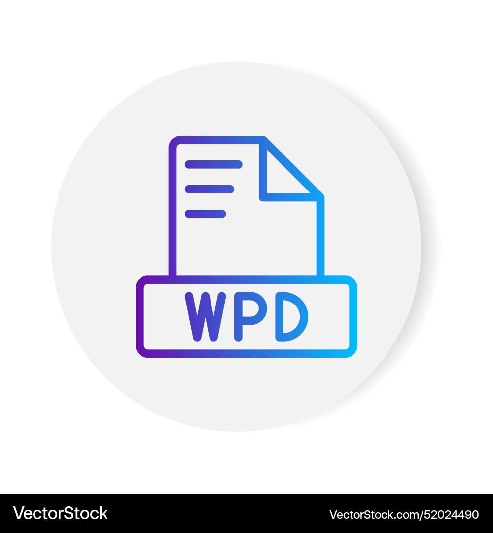 Wpd document format file icon with gradient Wpd document format file icon with gradient vector image