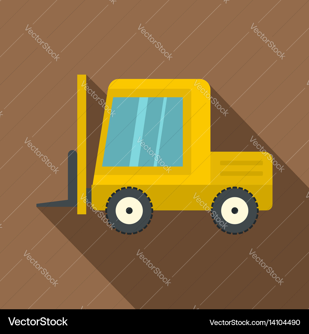 Yellow stacker loader icon flat style Vector Image