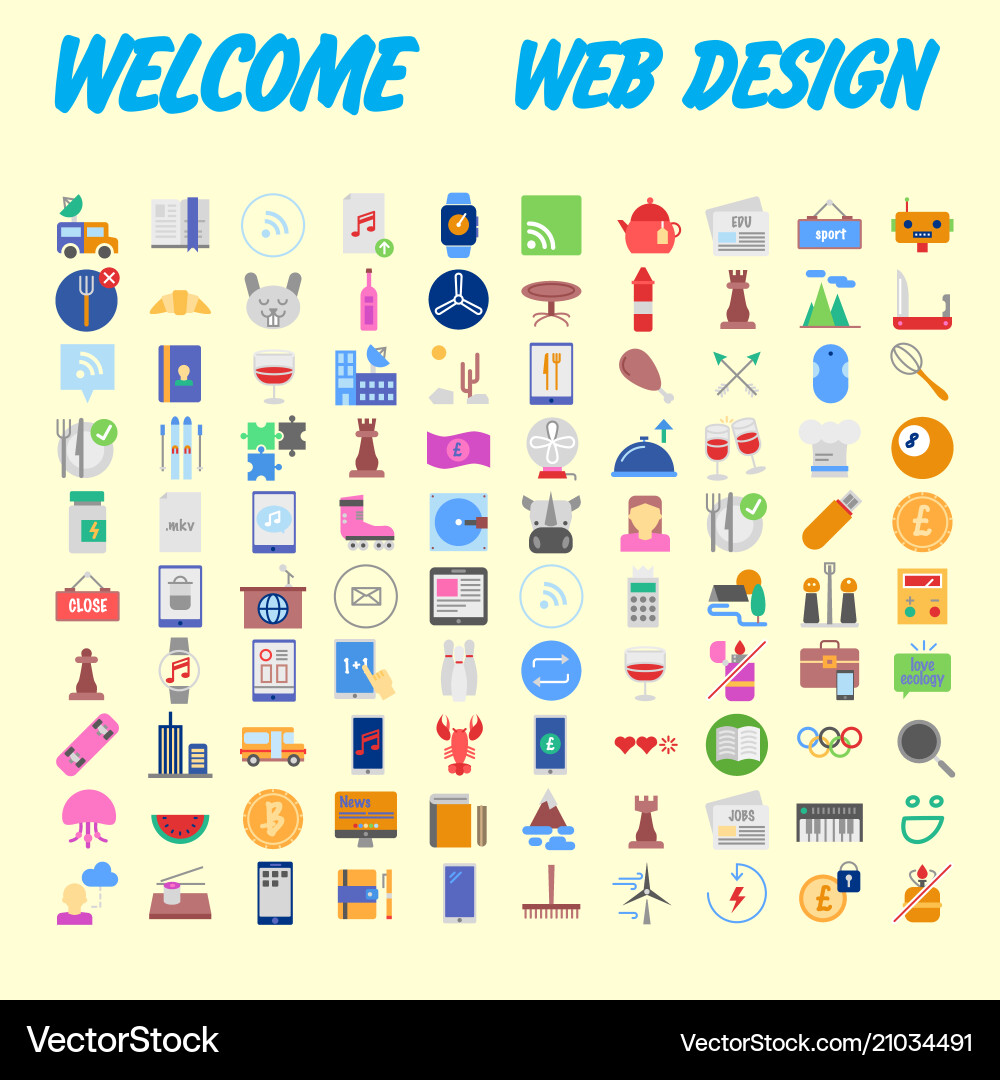 100 icon set trendy thin and simple icons for web 100 icon set trendy thin and simple icons for web vector image