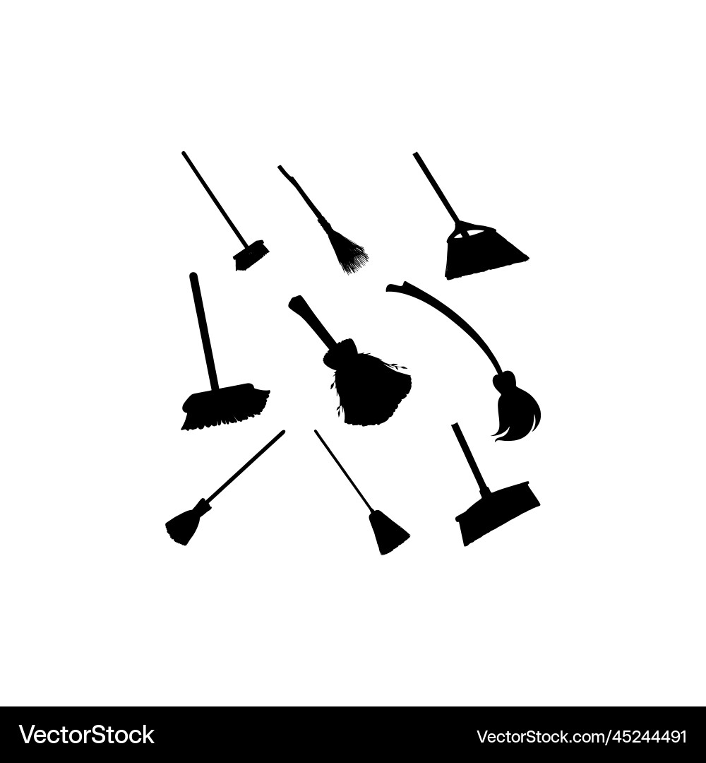 Broom set icon silhouette kreatives Design Broom set icon silhouette kreatives Design vektorbild