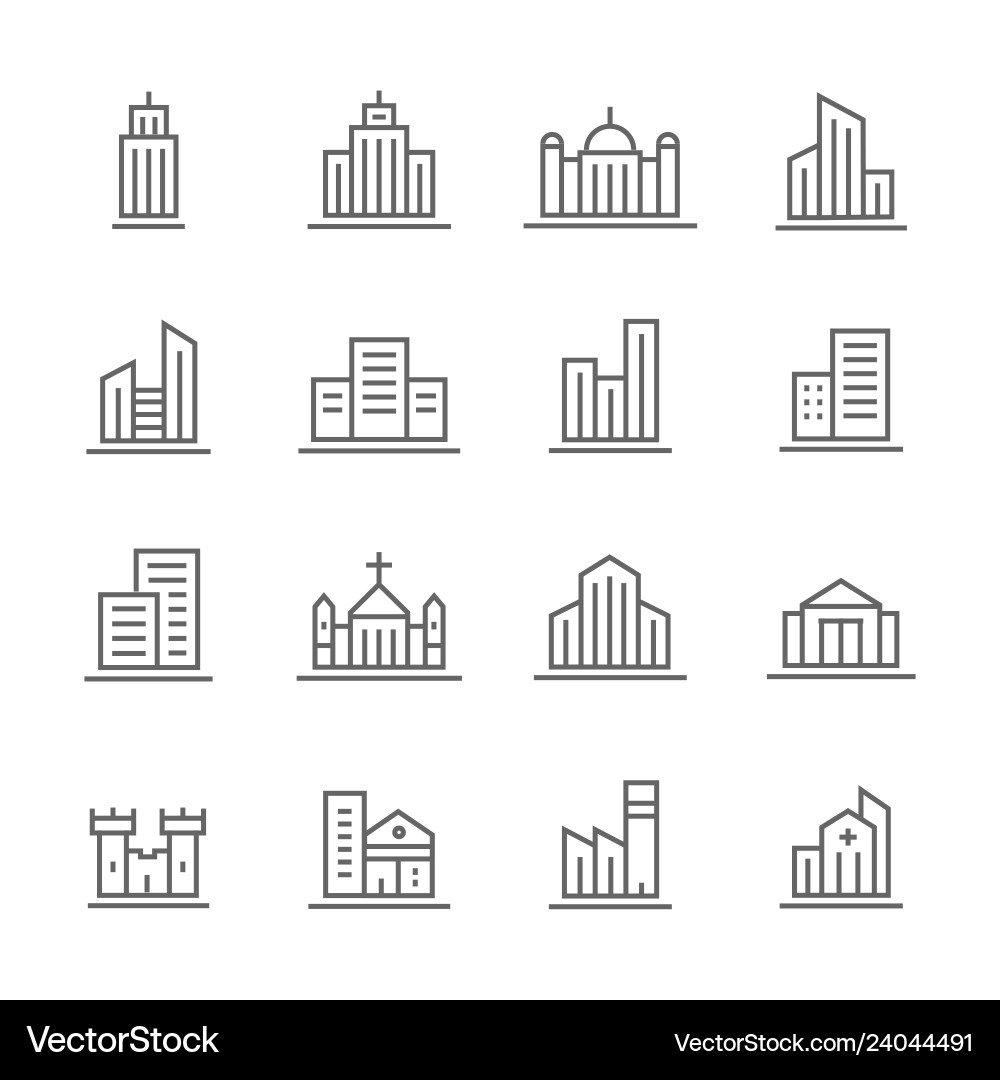 Building Line Icons - Architecture vector image