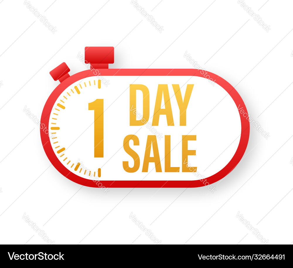 Button with 1 day sale for web site design Button with 1 day sale for web site design vector image