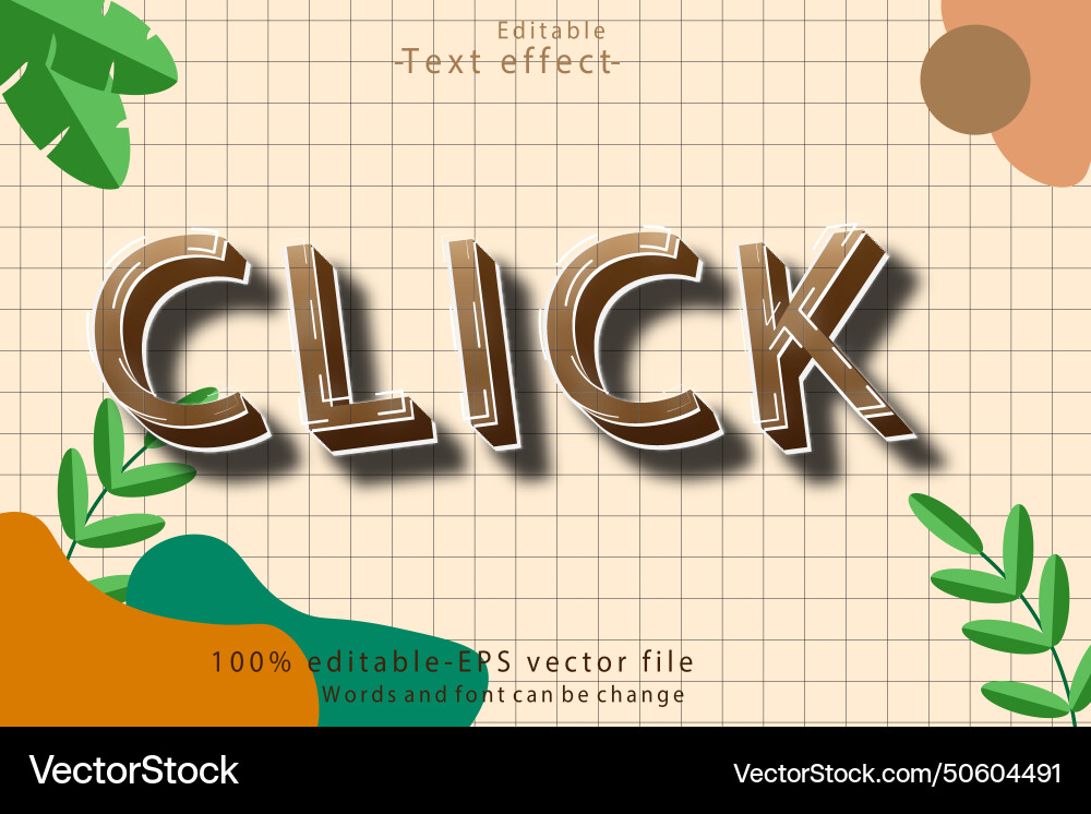 Click editable text effect 3d cartoon style Vector Image