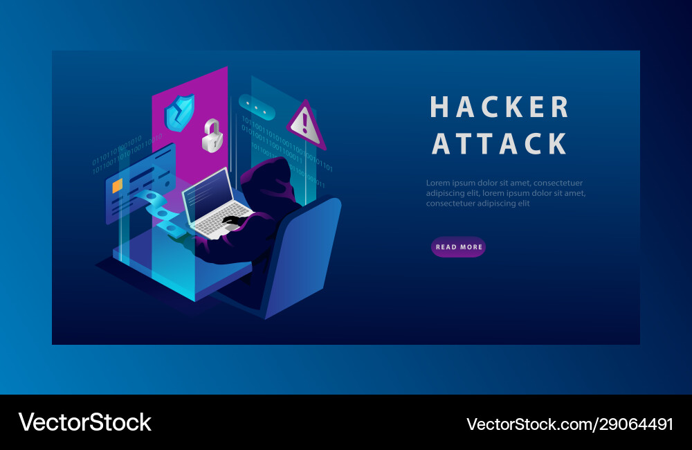 Cybersecurity: Hacker Attack & Data Breach vector image