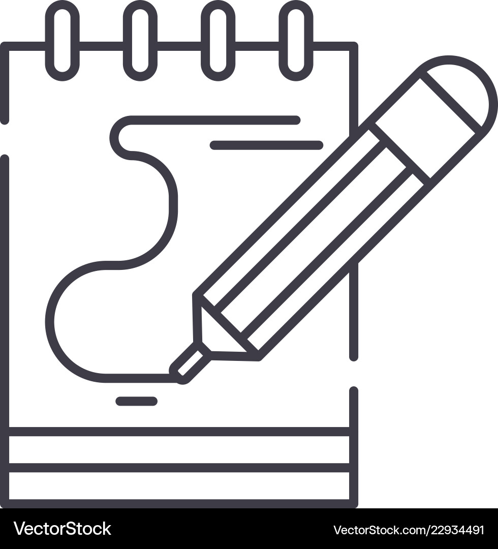Diary notes line icon concept Diary notes line icon concept vector image