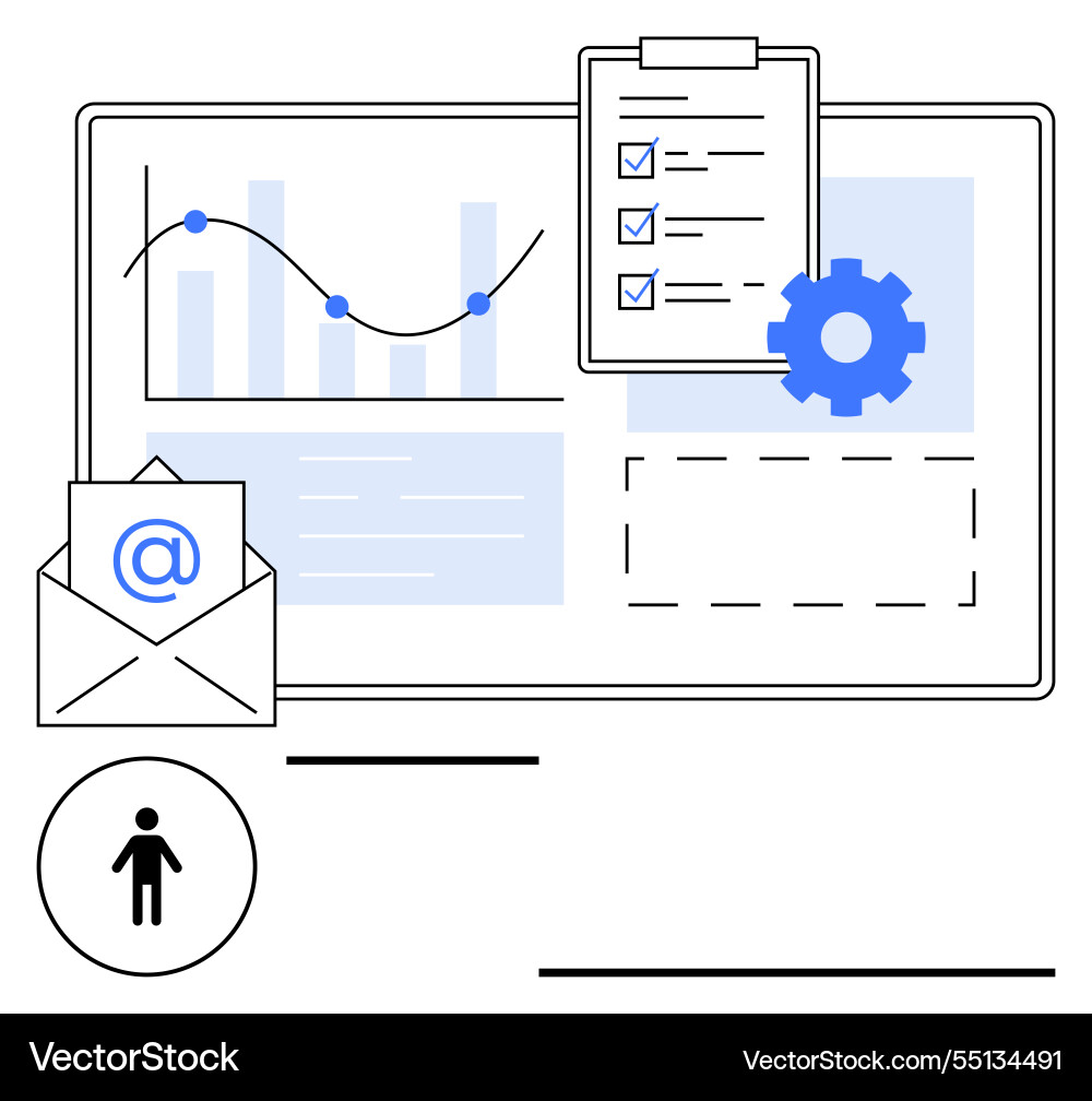Digital workflow with data graph task checklist vector image