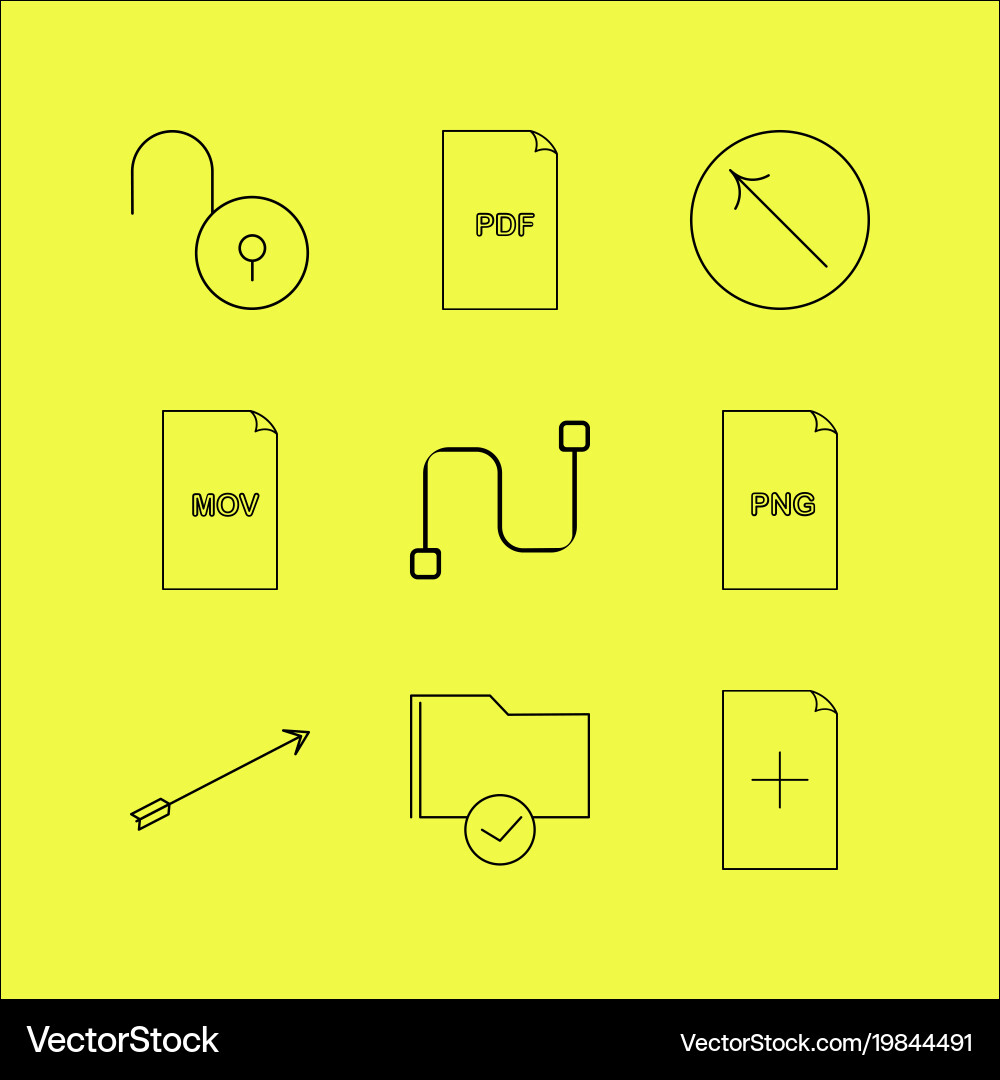 Files and folders linear icon set simple outline vector image