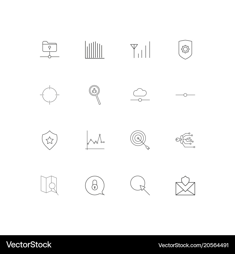 Internet security simple linear icons set vector image