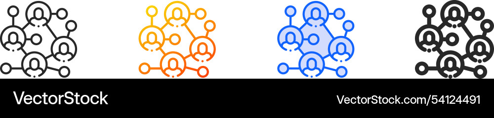 Networking iconthin linear gradient blue stroke Networking iconthin linear gradient blue stroke Vector Image