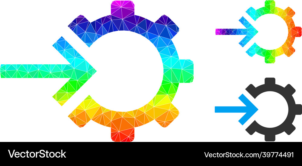 Polygonal cog integration icon with rainbow Vector Image