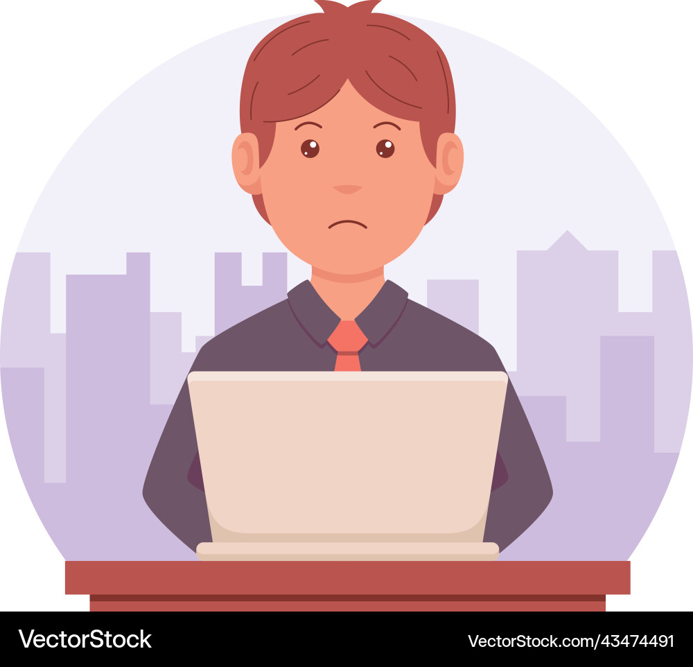 Portrait of a man hosting an event using laptop Vector Image