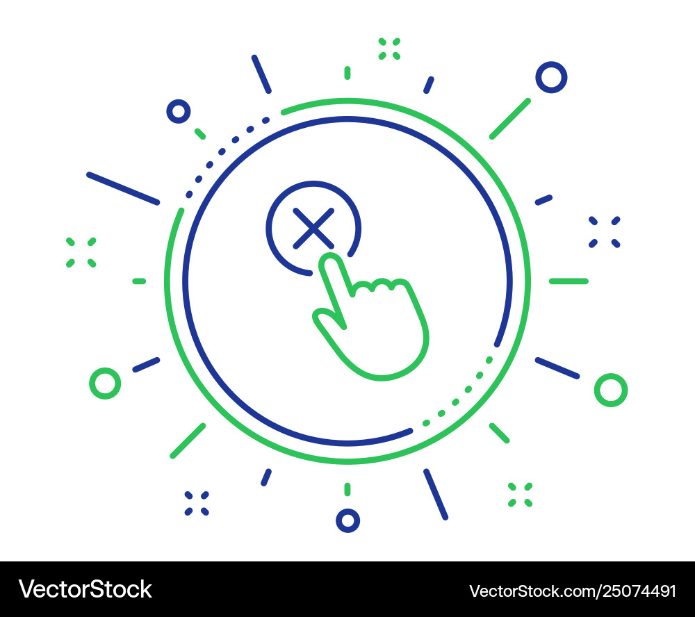 Reject click line icon decline button sign vector image