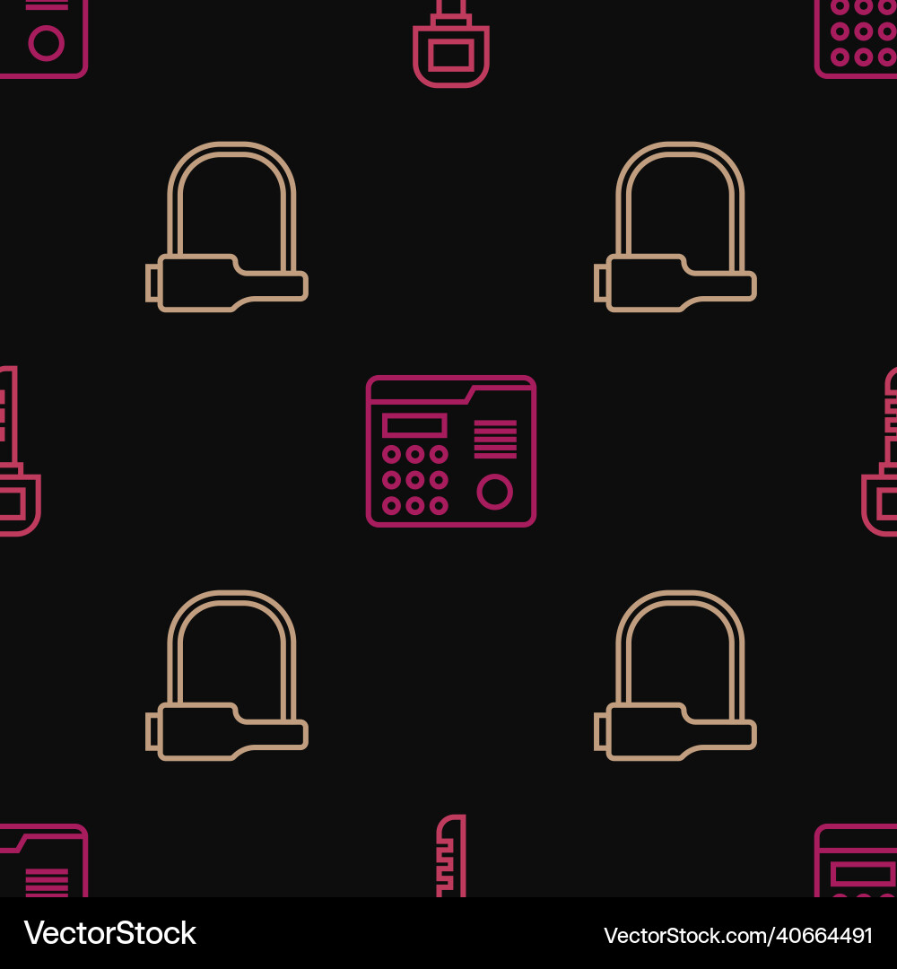 Set line key bicycle lock and house intercom Set line key bicycle lock and house intercom vector image