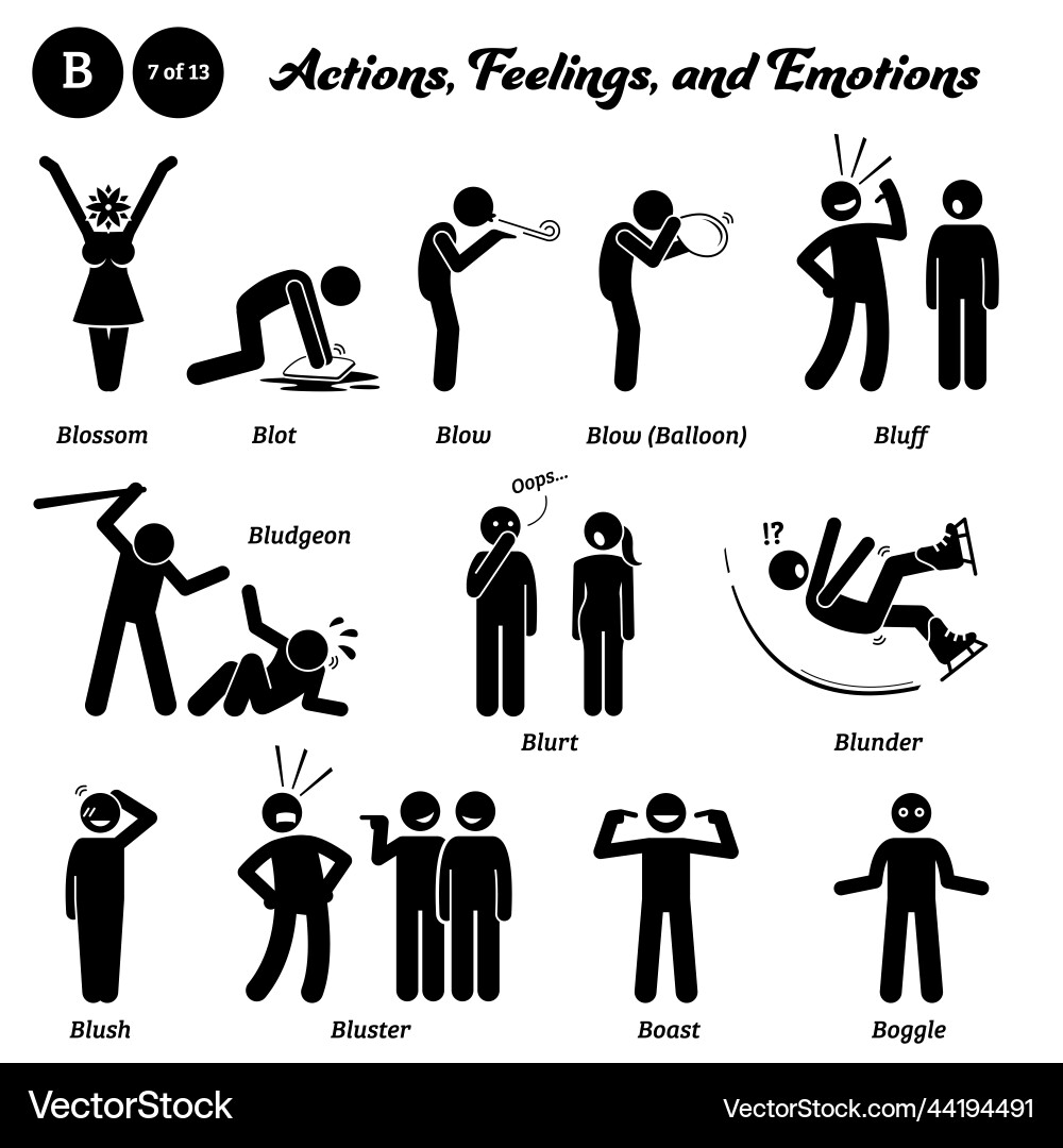 Stick figure human people man action feelings