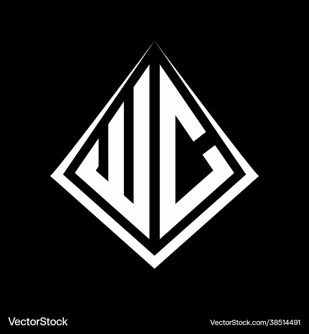 Wc logo letters monogram with prisma shape design Wc logo letters monogram with prisma shape design vector image