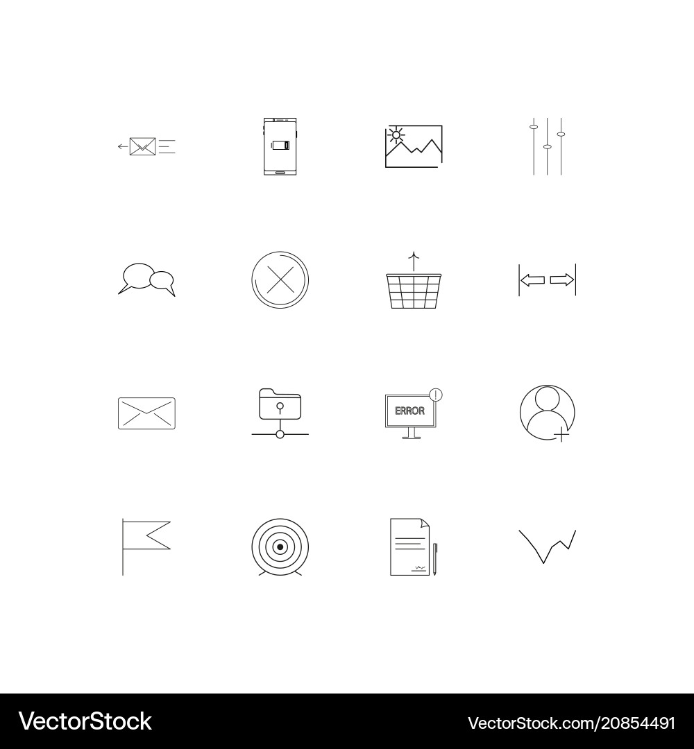 Web linear thin icons set outlined simple Web linear thin icons set outlined simple Vector Image