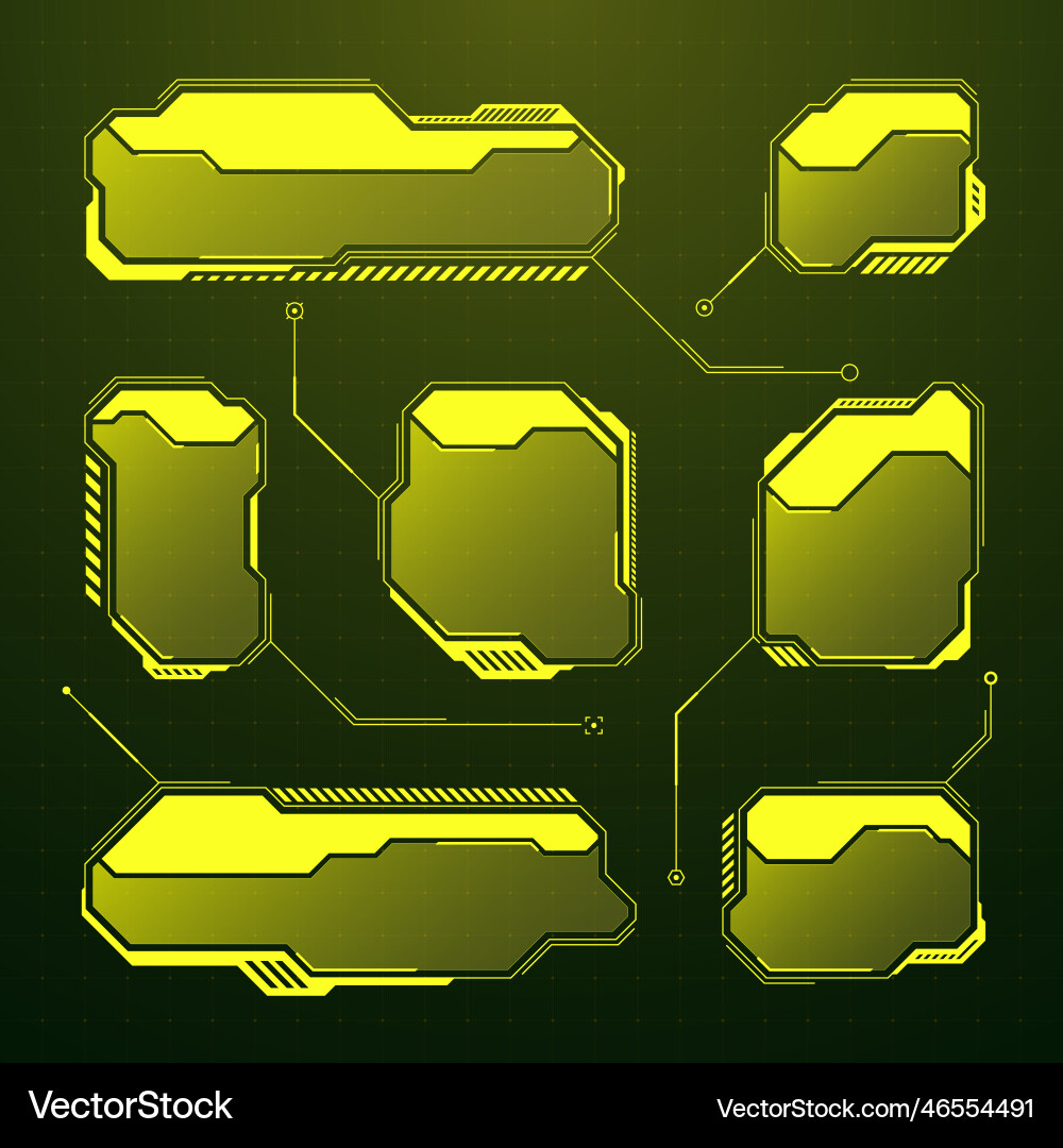 Yellow futuristic hud ui elements sci-fi user Yellow futuristic hud ui elements sci-fi user vector image