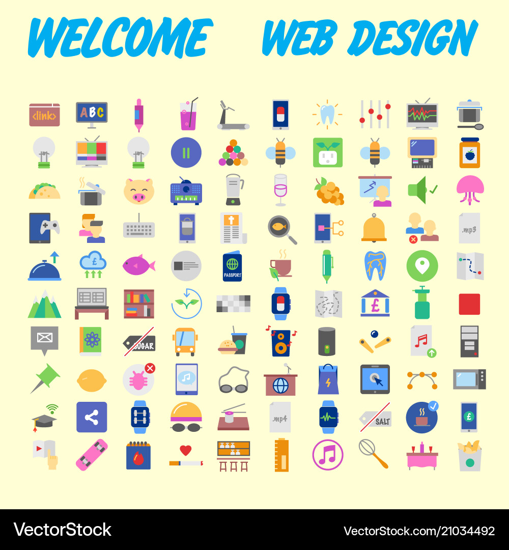 100 icon set trendy thin and simple icons for web 100 icon set trendy thin and simple icons for web vector image