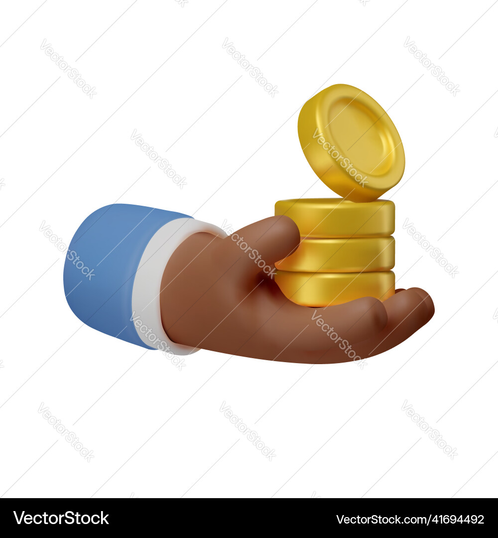 3d icon hand with coins vector image