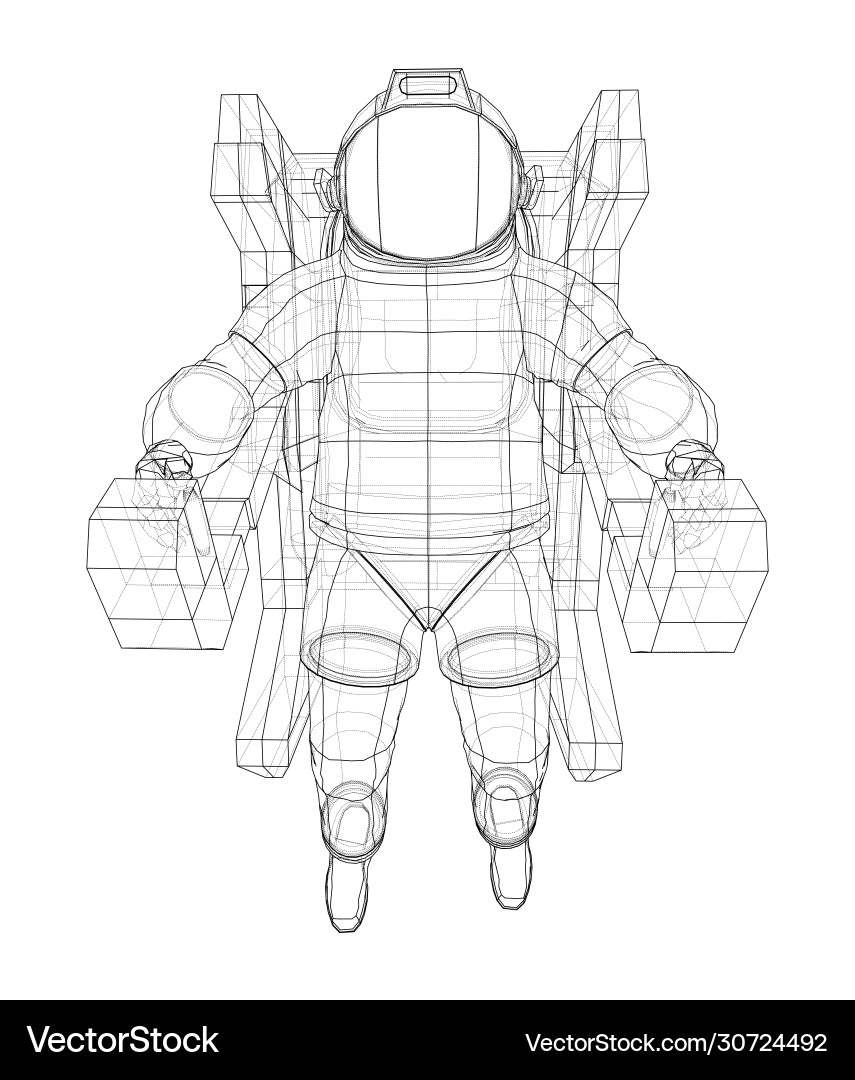 Astronaut Wireframe Rendering vector image