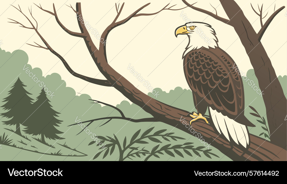 Bald eagle perched on branch design generative ai Vector Image