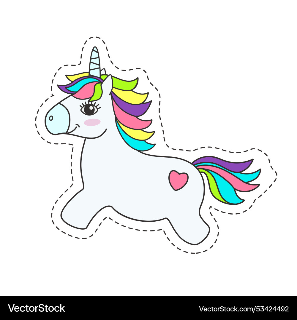 Cute Unicorn Sticker Vector Image