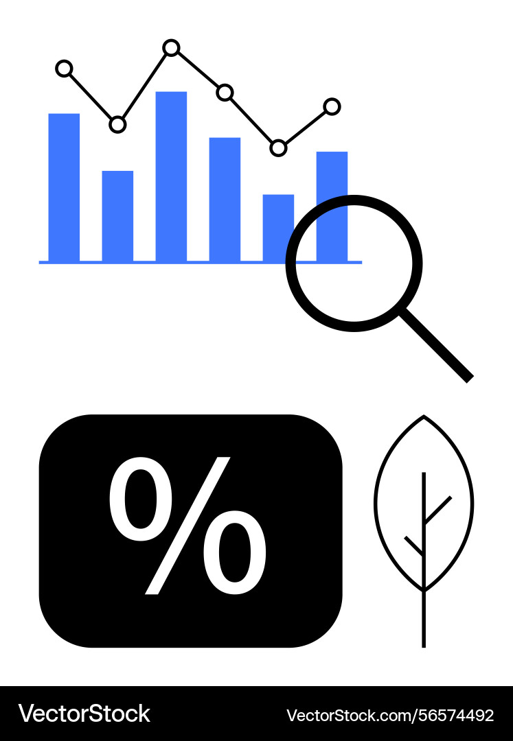 Data analysis with bar graph magnifying glass Data analysis with bar graph magnifying glass vector image